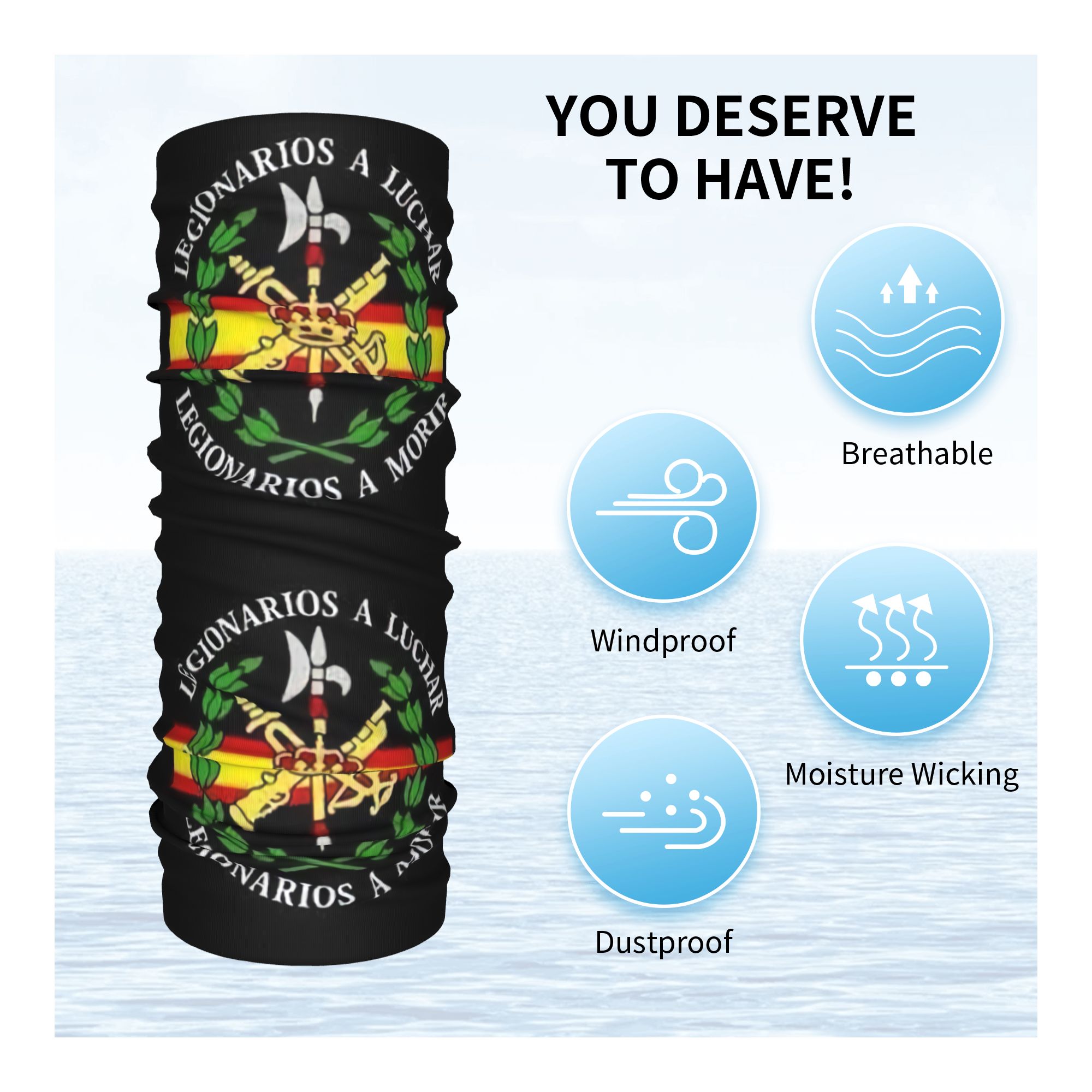 Custom Spanish Legion Bandana  - Neck Gaiter Face Cover recension och pris